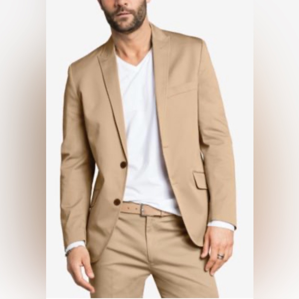 INC International Concepts Men’s Tan Beige Two-Button Blazer Jacket